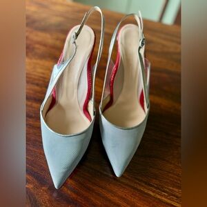 Enrico Cuini Silver Metal Slingback “Emma” Heels Stilettos Size 40.5 (9.5)